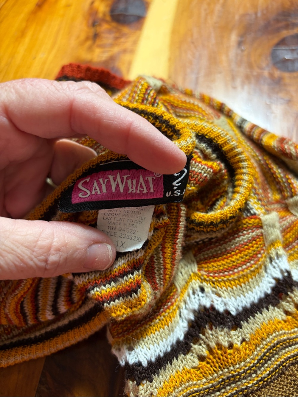 Vintage Demanding By Say What Babydoll Loose Knit Blouse Top Festival BoHo Y2K - Picture 6 of 6